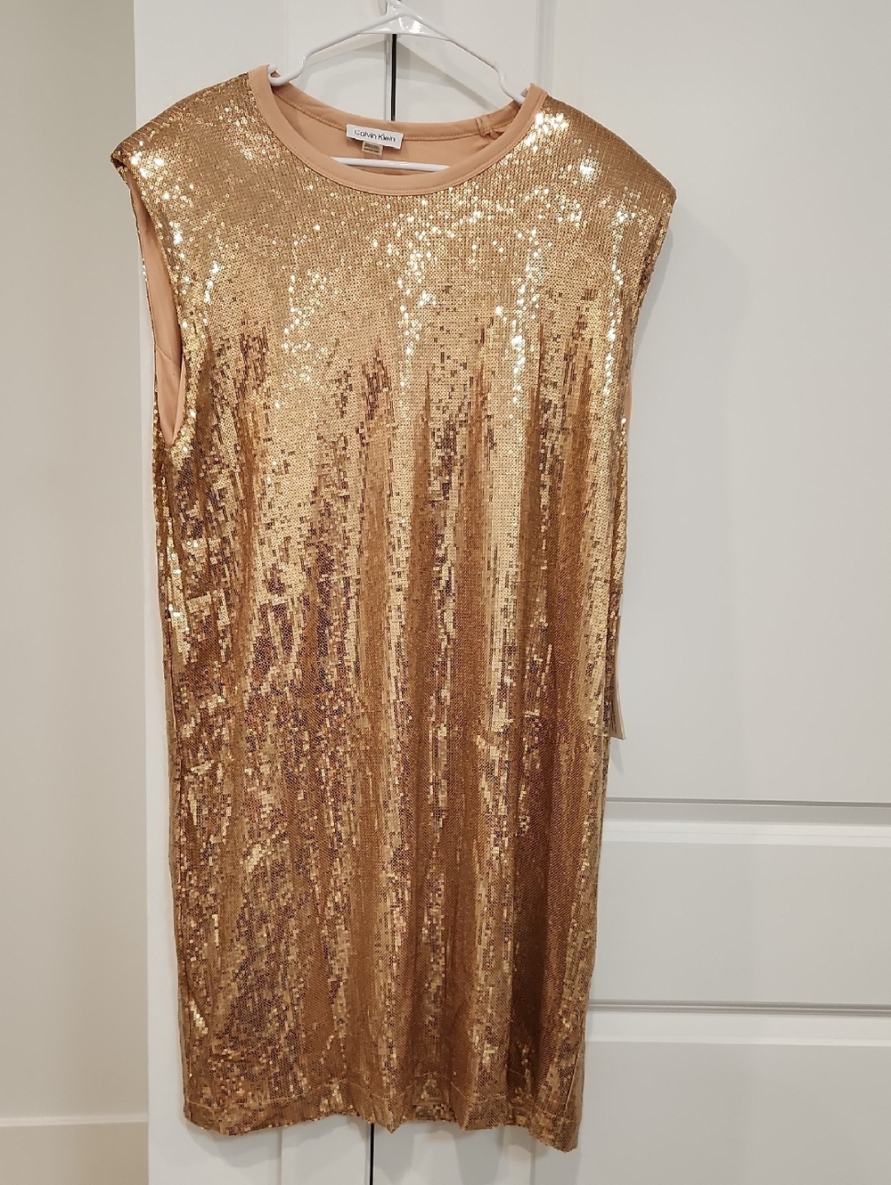 NWT Calvin Klein Gold Sequin Shift Dress